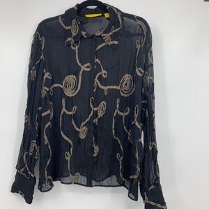 Lloyd Williams Womens Large Button Up Top Sheer Whimsigoth Fairy Artsy Unique